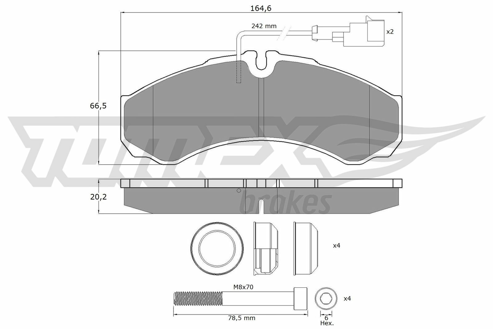 Sada brzdových destiček, kotoučová brzda TOMEX Brakes